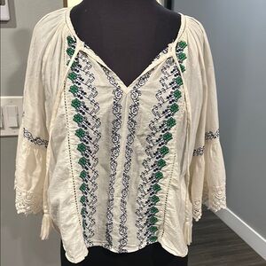 Band of the Free Embroidered Cream Blouse